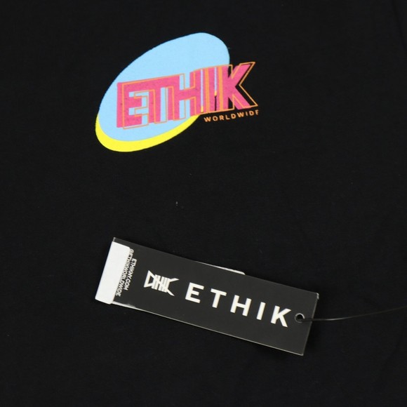 ETHIK WORLDWIDE t-shirt / black  / short sleeve / graphic ethik tee/ medium size - Picture 2 of 5